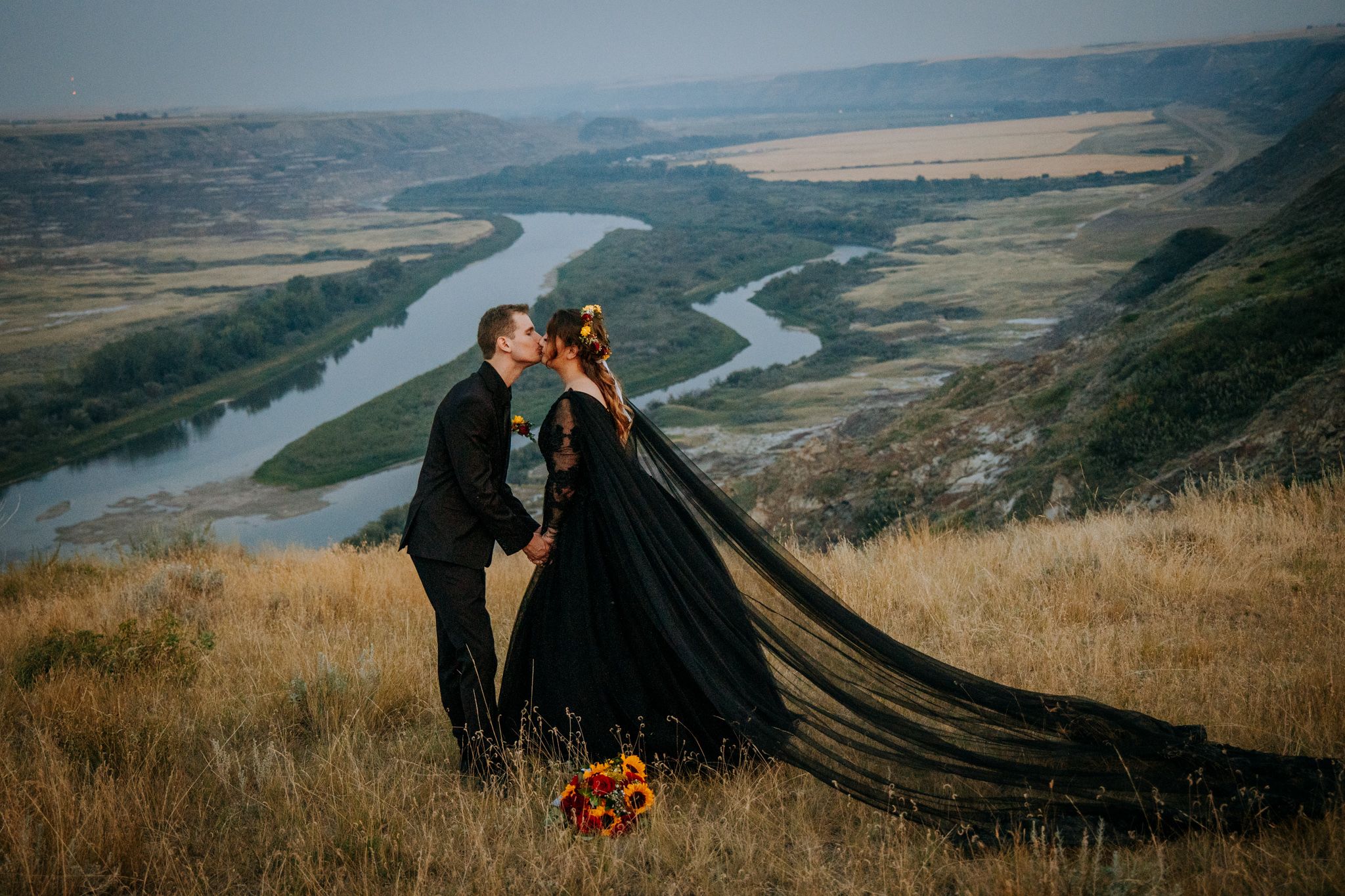 Golden Hour Magic in the Alberta Wild Wedding Photo 11